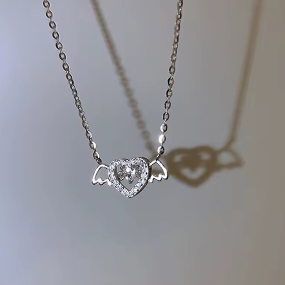Jewelry - Silver Heart Wing Necklace